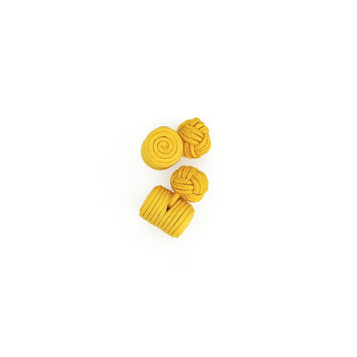 Boutons de manchette jaune - Baril - soie artificielle - rayonne - Paire - Dessus - Petit-détail.com