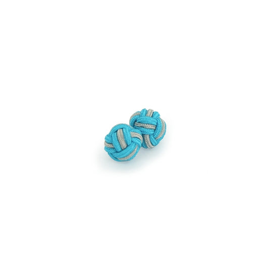 Boutons de manchette bleu turquoise - Noeud - soie artificielle - rayonne - Un - Face - Petit-détail.com