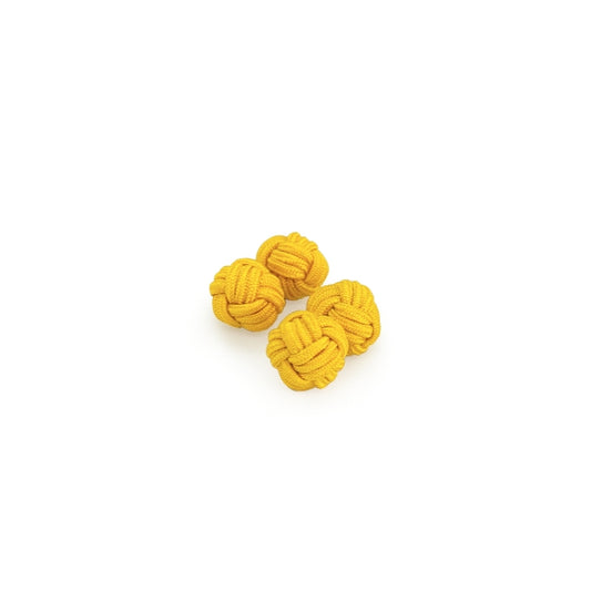 Boutons de manchette jaune - Noeud - soie artificielle - rayonne - Paire - Face - Petit-détail.com