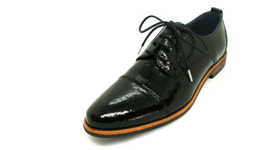 Lacets coton ciré noir et argent - Made in France - Chaussure noire - Face - Petit-détail.com