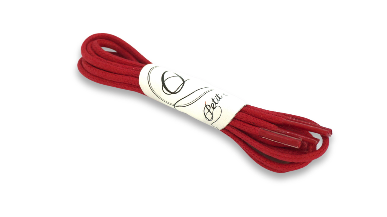 Lacets coton ciré - Uni - Rouge - Made in France - Packaging
- Unisexe - Paire - Petit-détail.com
