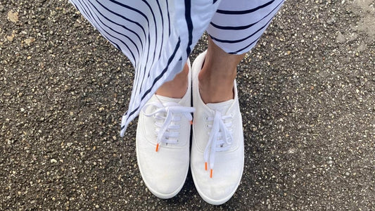 Lacets sneakers coton blanc et orange - Made in France - En Situation - Unisexe Paire - Petit-détail.com