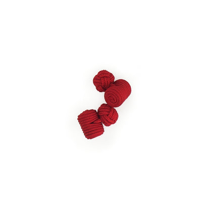 Boutons de manchette rouge - Baril - soie artificielle - rayonne - Paire - Dessus - Petit-détail.com