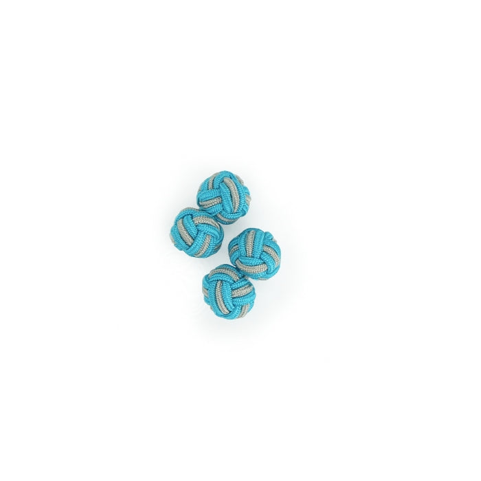 Boutons de manchette forme Noeud Bleu Turquoise - Paire faisant partie d’un ensemble Lacets Made in France et Bouton de Manchette - vue de dessus - Petit-détail.com 