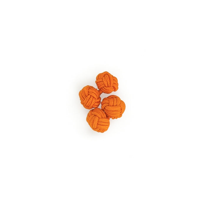 Boutons de manchette orange - Noeud - soie artificielle - rayonne - Paire - Dessus - Petit-détail.com