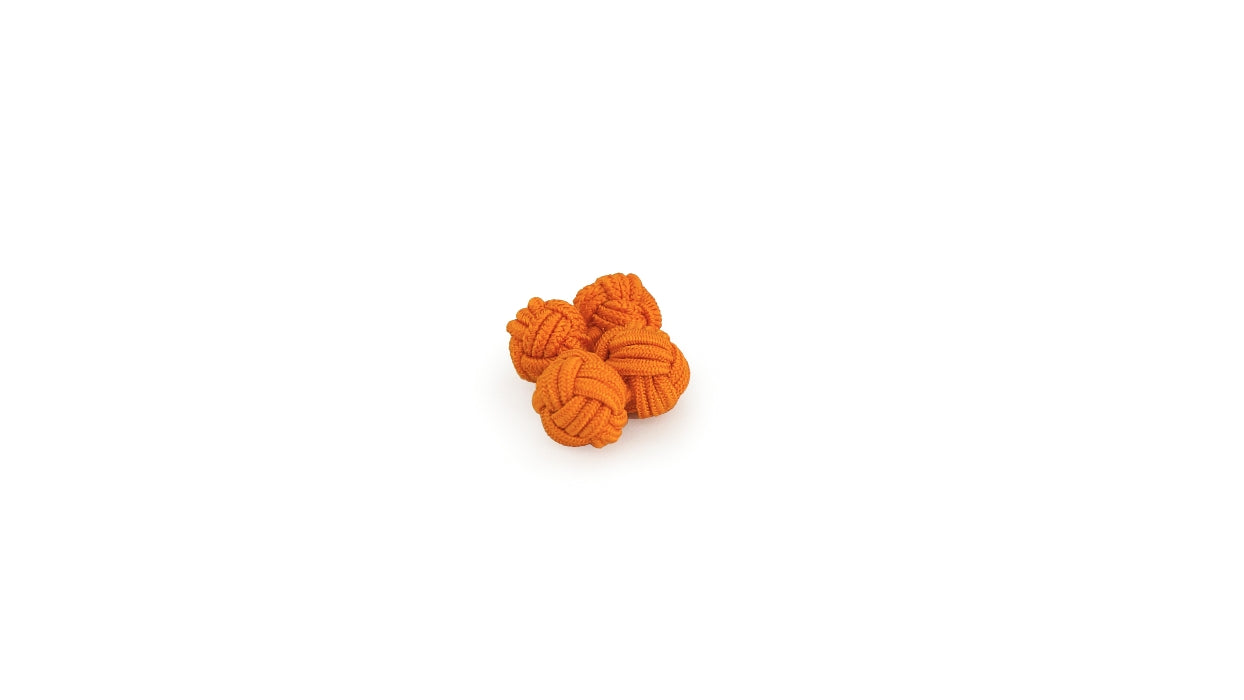Boutons de manchette orange - Noeud - soie artificielle - rayonne - Paire - Face - Petit-détail.com