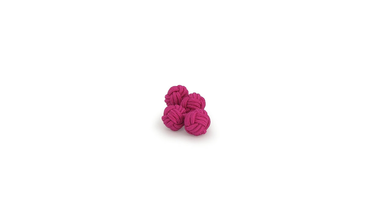 Boutons de manchette rose fuchsia - Noeud - soie artificielle - rayonne - Paire - Face - Petit-détail.com