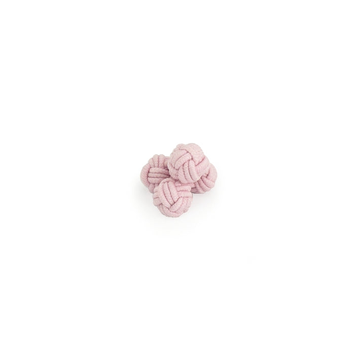 Boutons de manchette forme Noeud Rose Pâle - Paire faisant partie d’un ensemble Lacets Made in France et Bouton de Manchette - vue de face - Petit-détail.com 