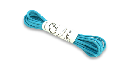 Lacets coton ciré - Uni - Bleu Turquoise - Made in France - Packaging
 - Unisexe - Paire - Petit-détail.com