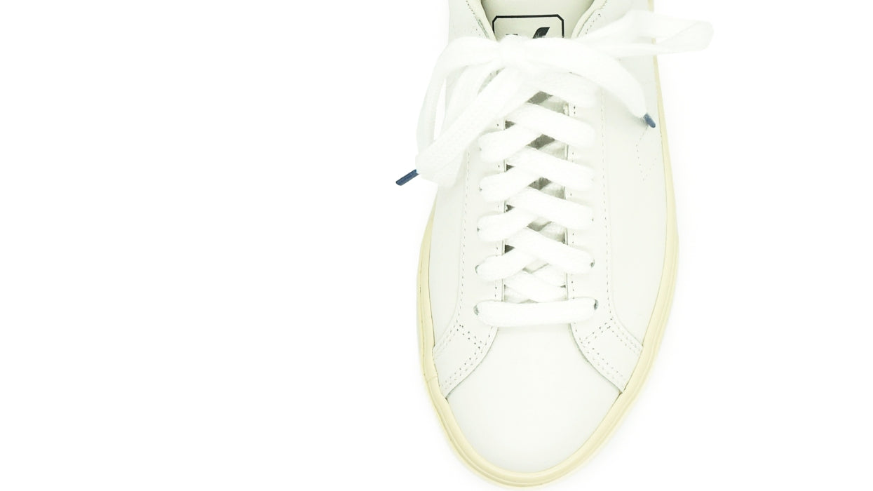 Lacets sneakers coton bio certifié blanc et bleu nuit - Made in France - Unisexe - Dessus - Petit-détail.com