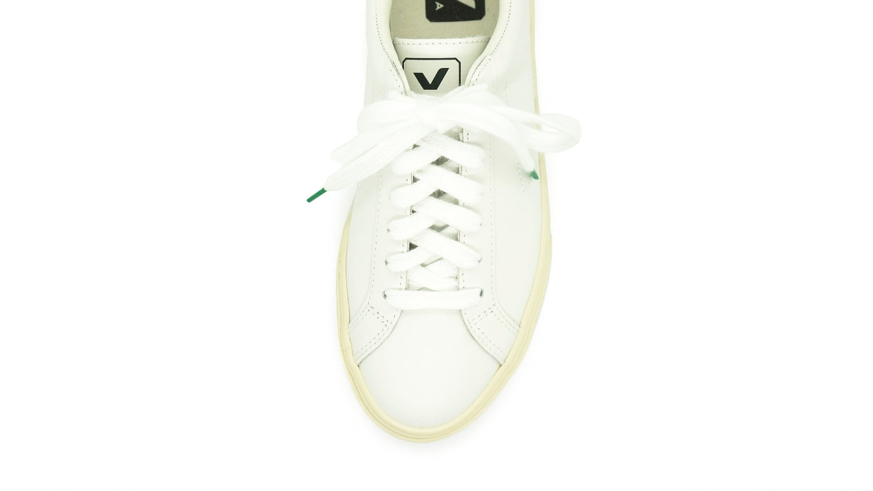 Lacets sneakers coton bio certifié blanc et vert cactus - Made in France - Unisexe - Dessus - Petit-détail.com