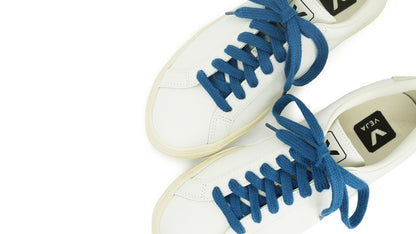 Lacets sneakers coton bio certifié bleu profond - Made in France - Unisexe Paire - Dessus - Petit-détail.com