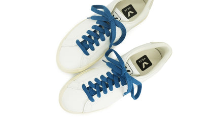 Lacets sneakers coton bio certifié - bleu profond - Made in France - Unisexe Paire - Dessus - Petit-détail.com