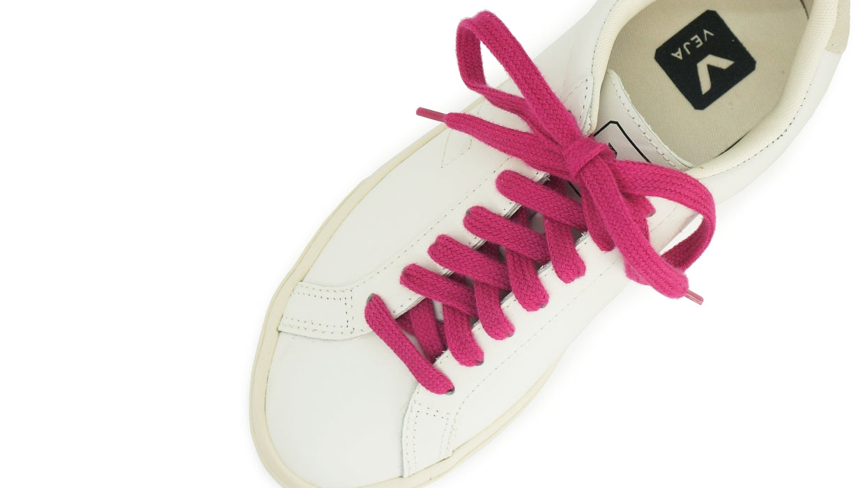 Lacets sneakers coton bio certifié magenta intense - Made in France - Unisexe - Dessus - Petit-détail.com
