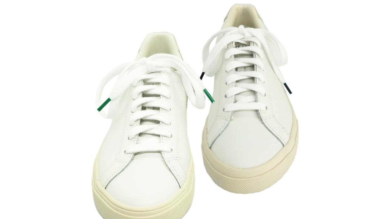 Lacets sneakers coton bio certifié - blanc et vert cactus - blanc et noir cobalt - Made in France - Unisexe Paire - Face - Petit-détail.com