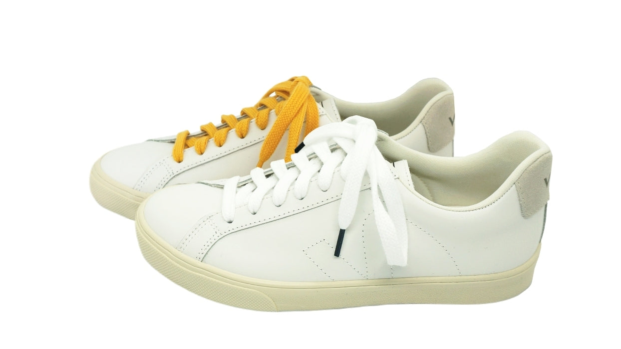 Lacets sneakers coton bio certifié - ocre jaune - blanc et noir cobalt - Made in France - Unisexe Paire - Face - Petit-détail.com