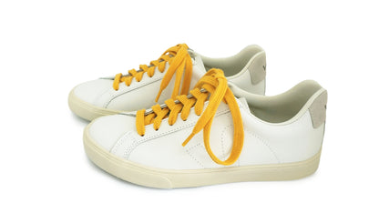 Lacets sneakers coton bio certifié ocre jaune - Made in France - Unisexe Paire - Face - Petit-détail.com