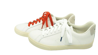 Lacets sneakers coton bio certifié - terracotta - blanc et bleu nuit - Made in France - Unisexe Paire - Face - Petit-détail.com