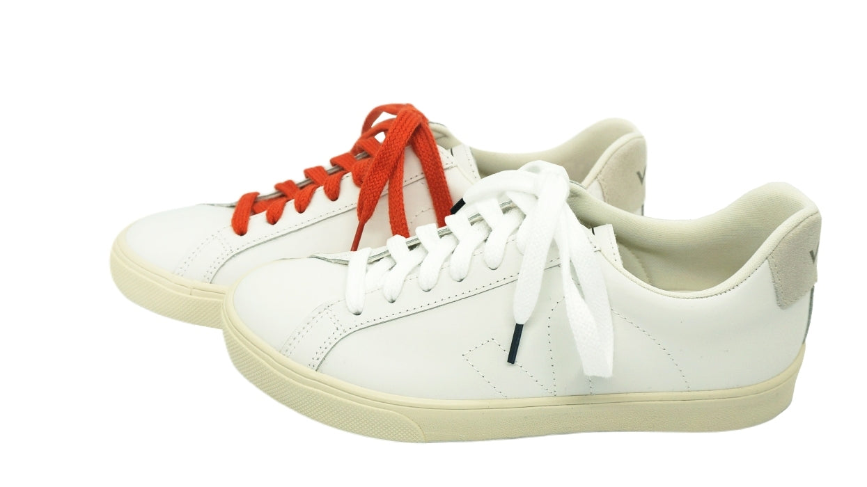 Lacets sneakers coton bio certifié - terracotta - blanc et noir cobalt - Made in France - Unisexe Paire - Face - Petit-détail.com