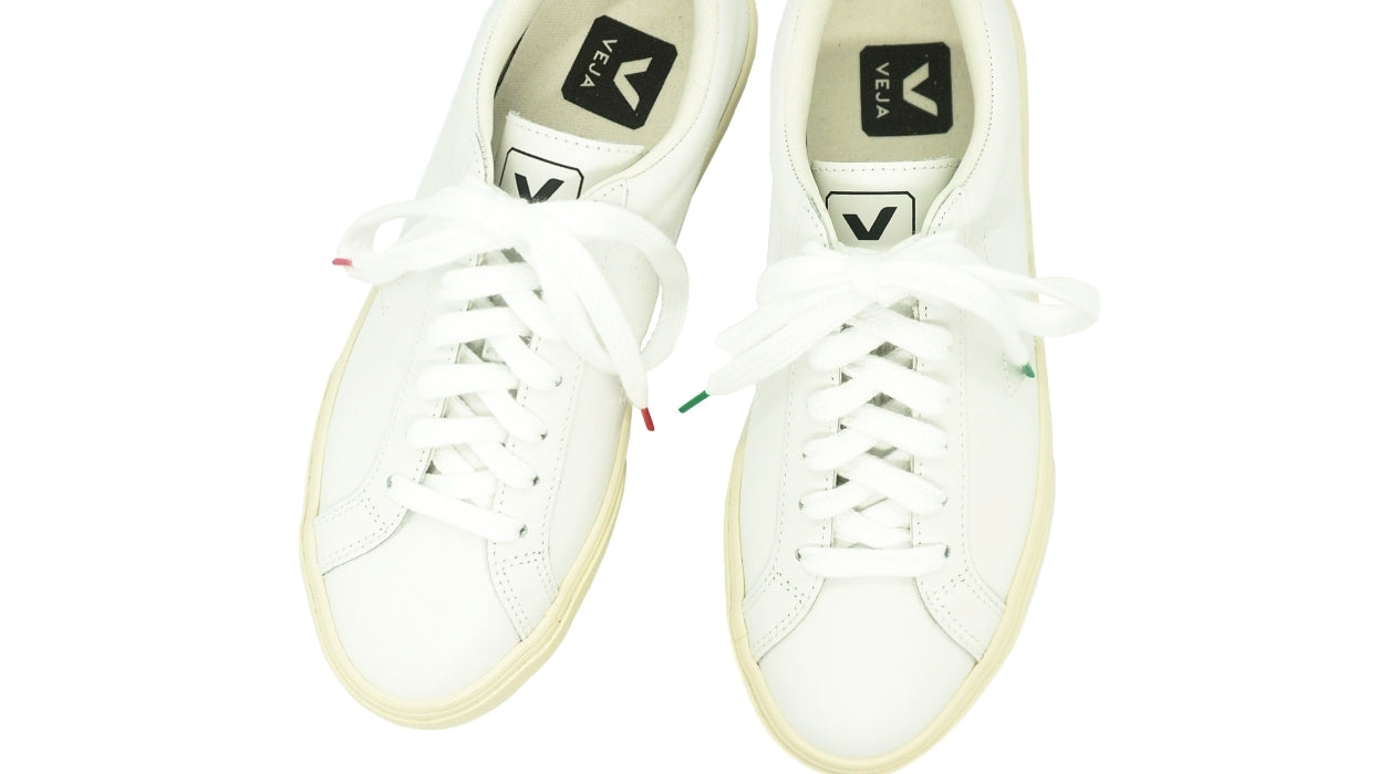 Lacets sneakers coton bio certifié - blanc et vert cactus - blanc et rouge framboise - Made in France - Unisexe Paire - Dessus - Petit-détail.com