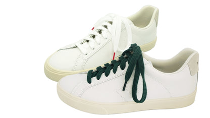 Lacets sneakers coton bio certifié - vert intense - blanc et rouge framboise - Made in France - Unisexe Paire - Face - Petit-détail.com