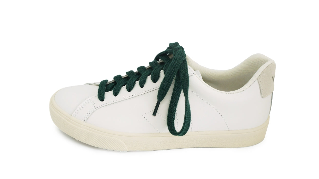 Lacets sneakers coton bio certifié vert intense - Made in France - Unisexe - Face - Petit-détail.com