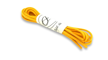 Lacets coton ciré - Uni - Jaune Bouton d'Or - Made in France - Packaging
 - Unisexe - Paire - Petit-détail.com