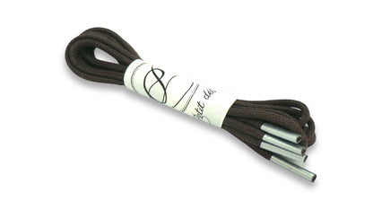 Lacets coton ciré - Marron & Argent - Made in France - Packaging
 - Unisexe - Paire - Petit-détail.com