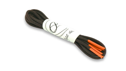 Lacets coton ciré - Marron & Orange - Made in France - Packaging
 - Unisexe - Paire - Petit-détail.com