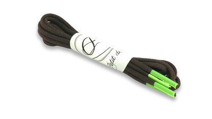 Lacets coton ciré - Marron & Vert - Made in France - Packaging
 - Unisexe - Paire - Petit-détail.com