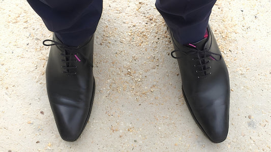 Lacets coton ciré - Noir & Rose Fuchsia - Made in France - En Situation - Unisexe - Paire - Petit-détail.com