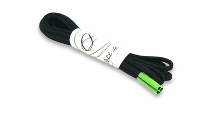 Lacets coton ciré - Noir & Vert - Made in France - Packaging
 - Unisexe - Paire - Petit-détail.com