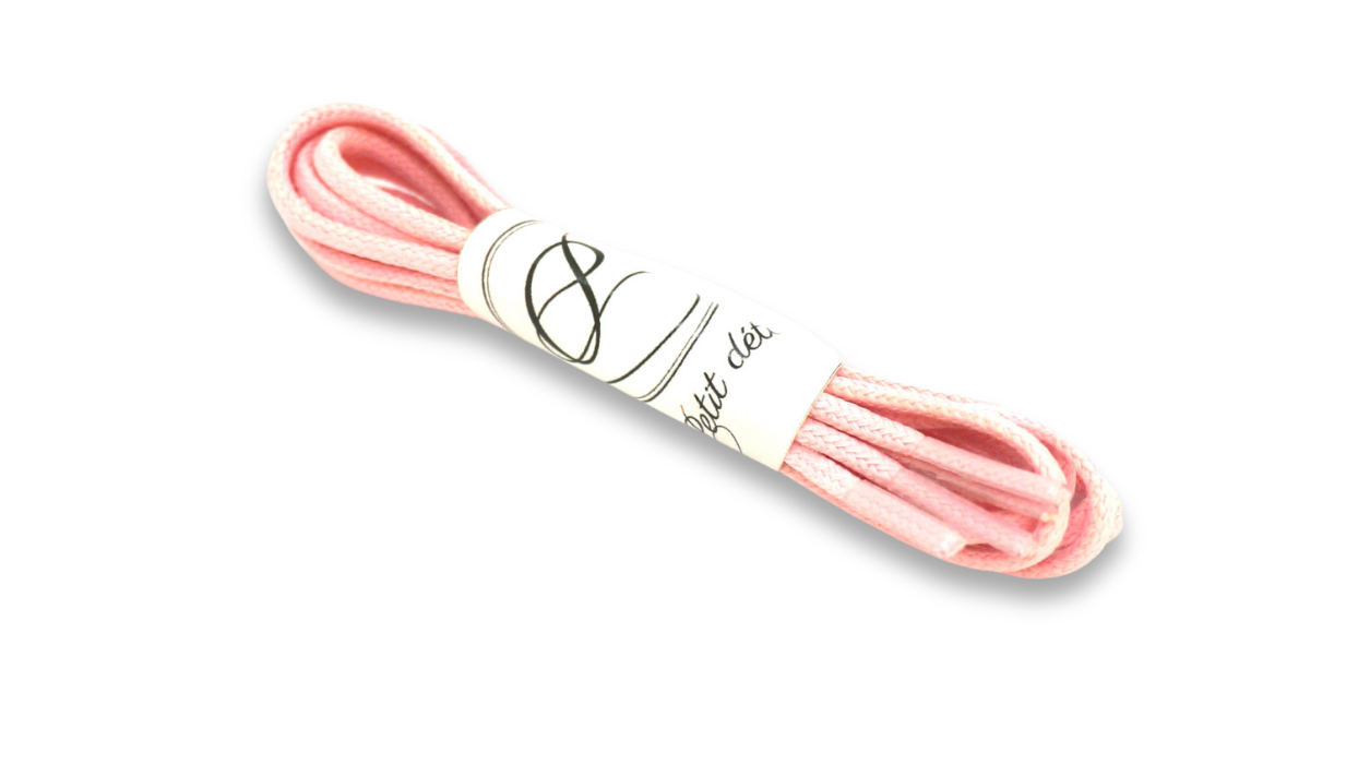 Lacets coton ciré - Uni - Rose Pale - Made in France - Packaging
 - Unisexe - Paire - Petit-détail.com