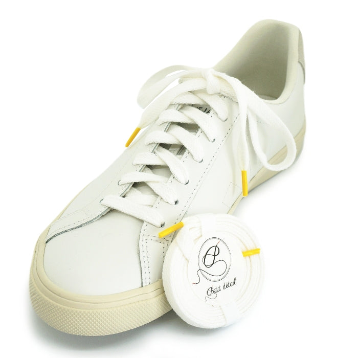 Lacets sneakers coton blanc et jaune - Made in France - Unisexe Pack - Face - Petit-détail.com