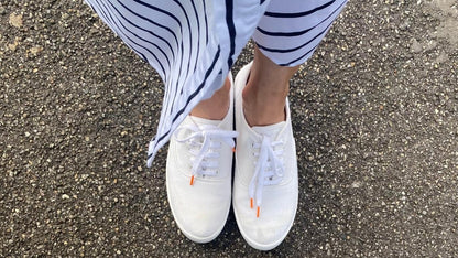 Lacets sneakers coton blanc et orange - Made in France - En Situation - Unisexe Paire - Petit-détail.com