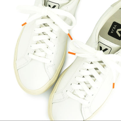 Lacets sneakers coton blanc et orange - Made in France - Unisexe Paire - Dessus - Petit-détail.com