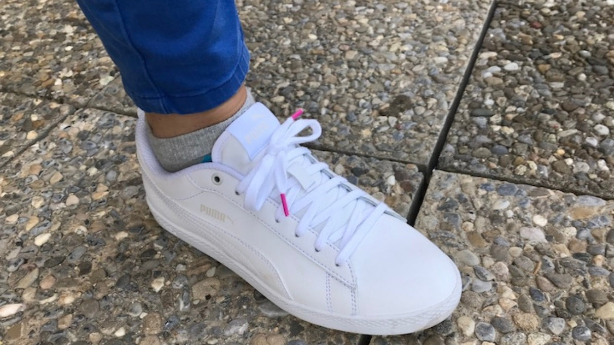 Lacets sneakers coton blanc et rose fuchsia - Made in France - En Situation - Unisexe Paire - Petit-détail.com