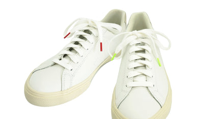 Lacets sneakers coton blanc et rouge et blanc et vert - Made in France - Unisexe Paire - Face - Petit-détail.com