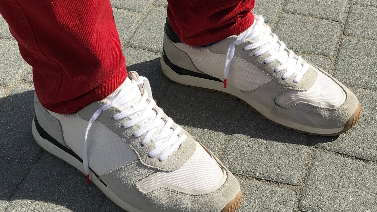 Lacets sneakers coton blanc et rouge - Made in France - En Situation - Unisexe Paire - Petit-détail.com