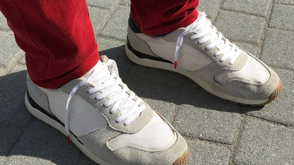 Lacets sneakers coton blanc et rouge - Made in France - En Situation - Unisexe Paire - Petit-détail.com