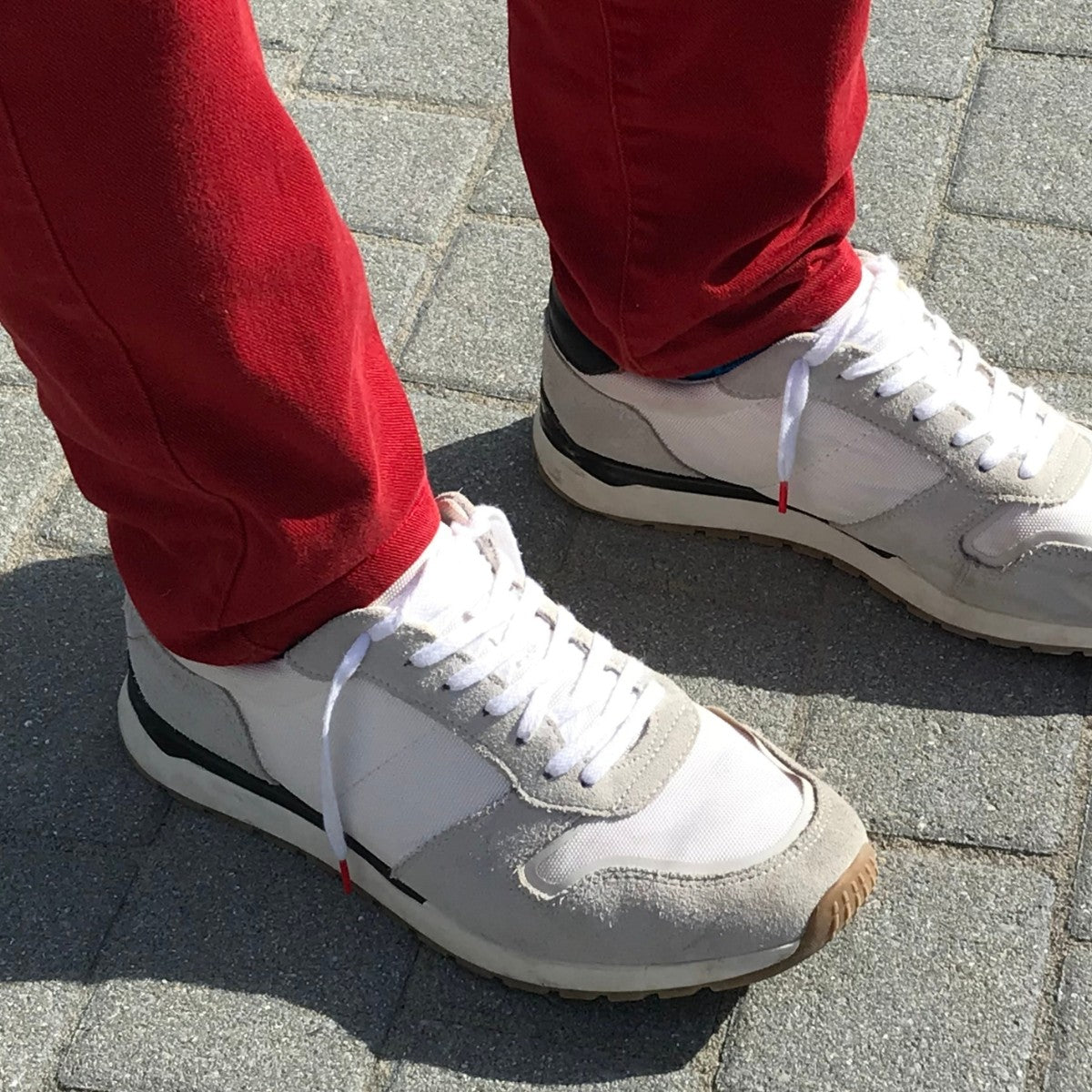 Lacets sneakers coton blanc et rouge - Made in France - En Situation - Unisexe Paire - Petit-détail.com