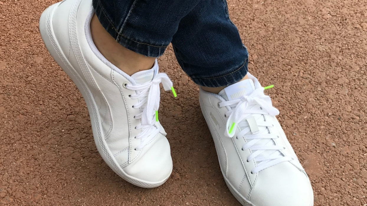 Lacets sneakers coton blanc et vert - Made in France - En Situation - Unisexe Paire - Petit-détail.com