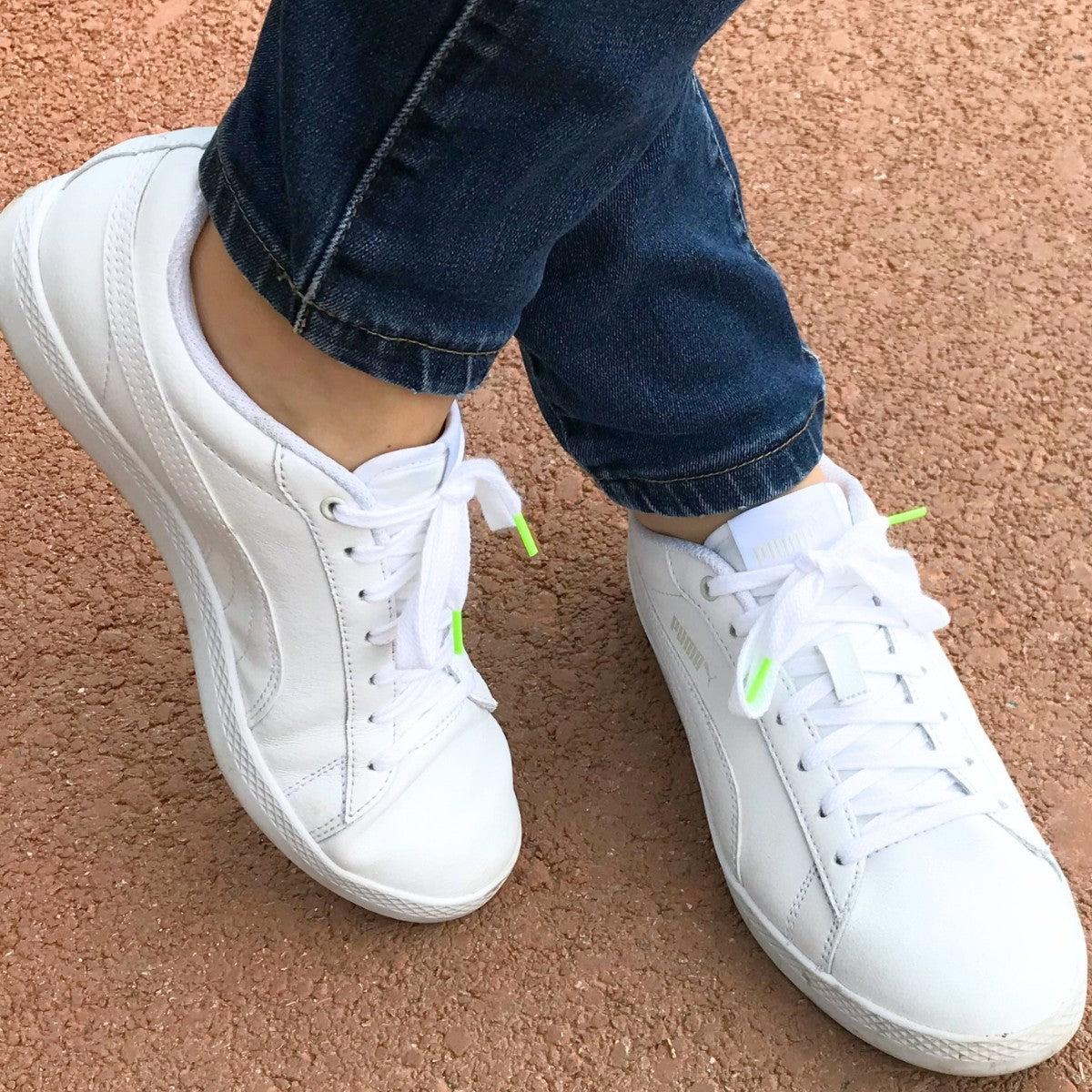 Lacets sneakers coton blanc et vert - Made in France - En Situation - Unisexe Paire - Petit-détail.com