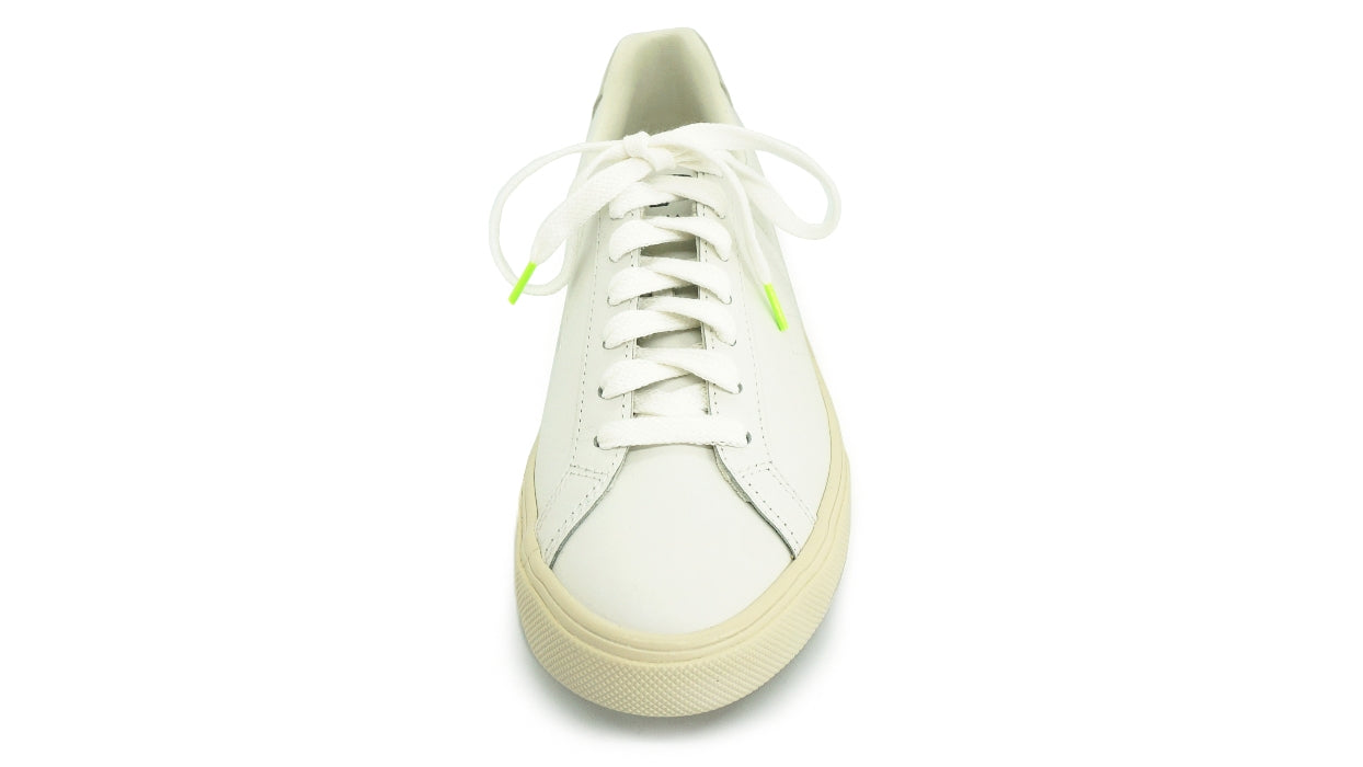 Lacets sneakers coton blanc et vert - Made in France - Unisexe - Face - Petit-détail.com