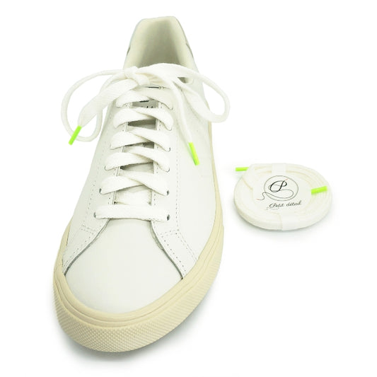 Lacets sneakers coton blanc et vert - Made in France - Unisexe Paire Pack - Face - Petit-détail.com