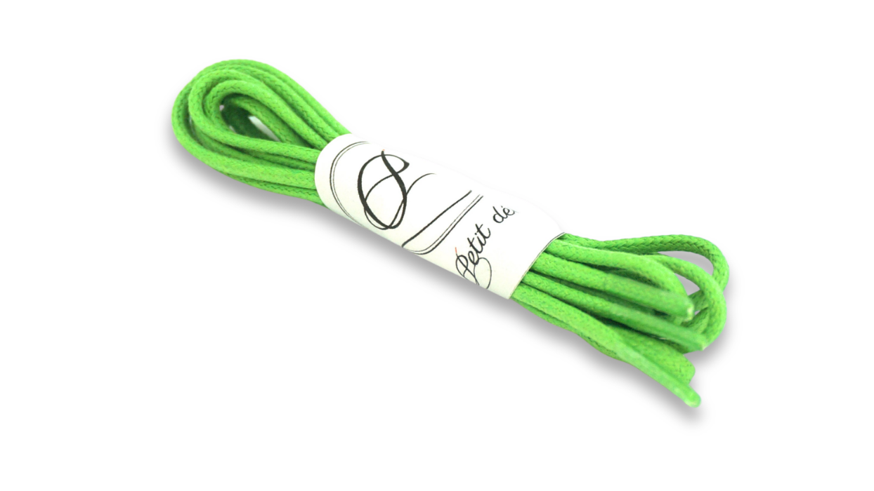 Lacets coton ciré - Uni - Vert - Made in France - Packaging
 - Unisexe - Paire - Petit-détail.com